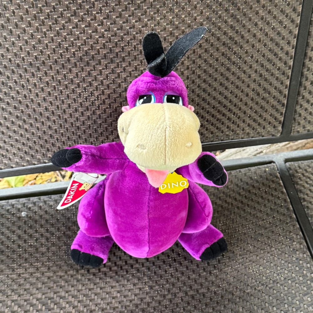 Vintage 1993 Dakin Flintstones Dino Plush Purple Dinosaur 16 Inch Stuffed Animal